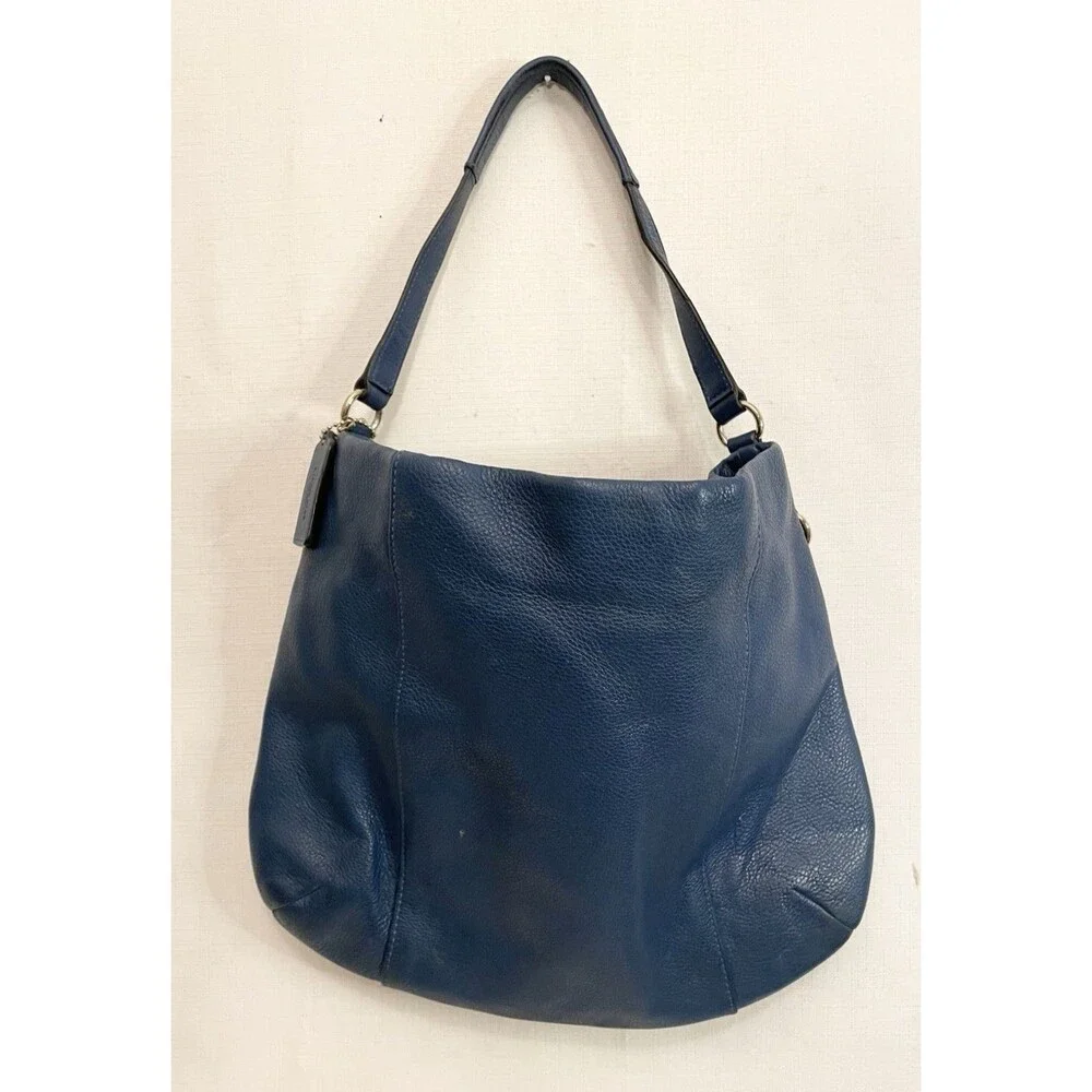 Coach 35809 East/West Isabelle Pebbled Leather Hobo Bag Handbag Purse Turquoise